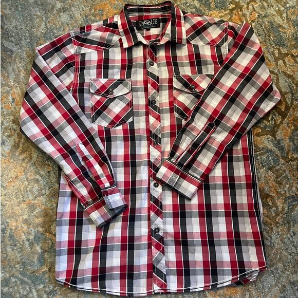 Torque Industry Men’s Long Sleeve Button Up Plaid Shirt, L - Picture 1 of 4